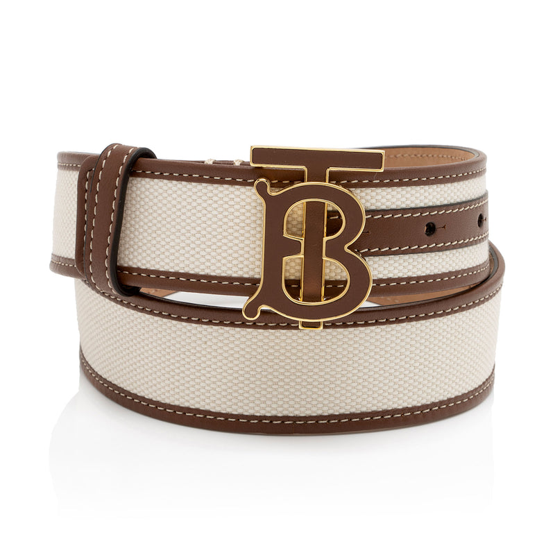 Burberry Canvas Calfskin TB Monogram Belt - Size 26 / 65 (SHF-tI6qxa)