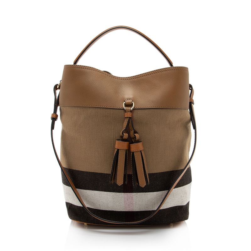 Burberry Canvas Check Tassel Ashby Medium Hobo (SHF-1YmSO2)