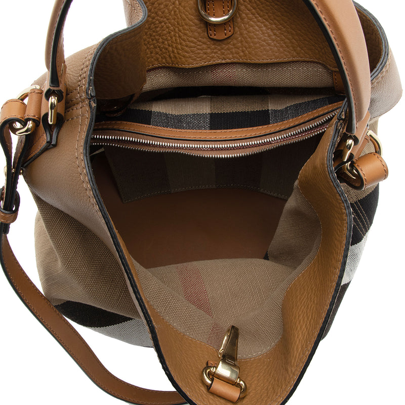 Burberry Canvas Check Tassel Ashby Medium Hobo (SHF-1YmSO2)