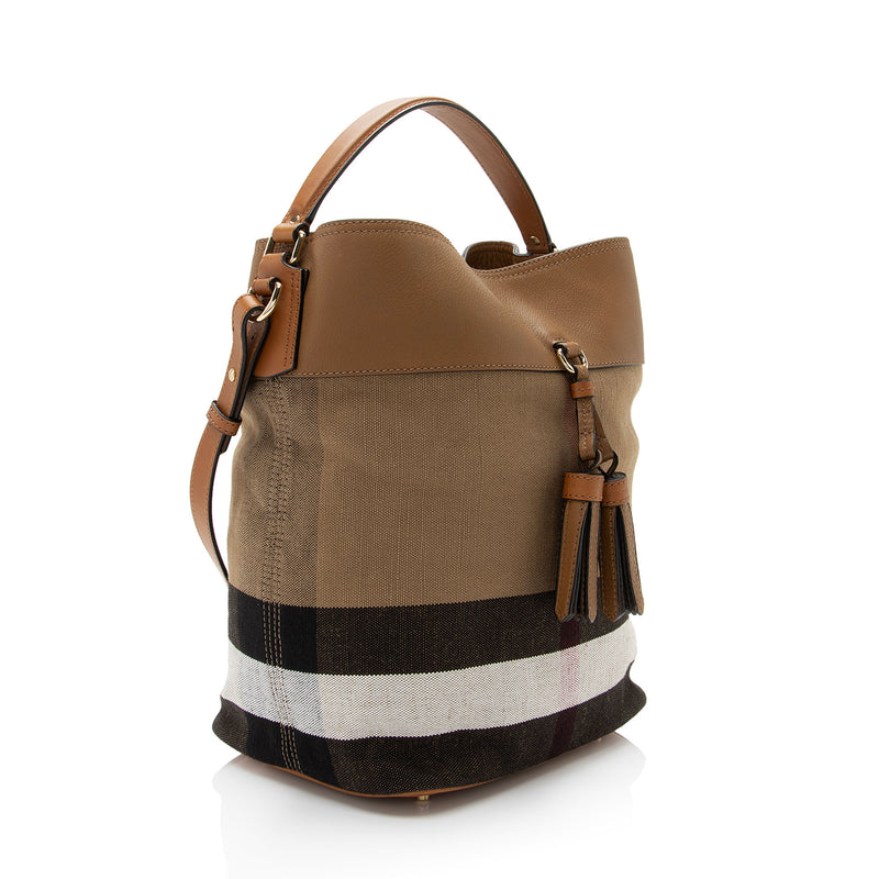 Burberry Canvas Check Tassel Ashby Medium Hobo (SHF-1YmSO2)