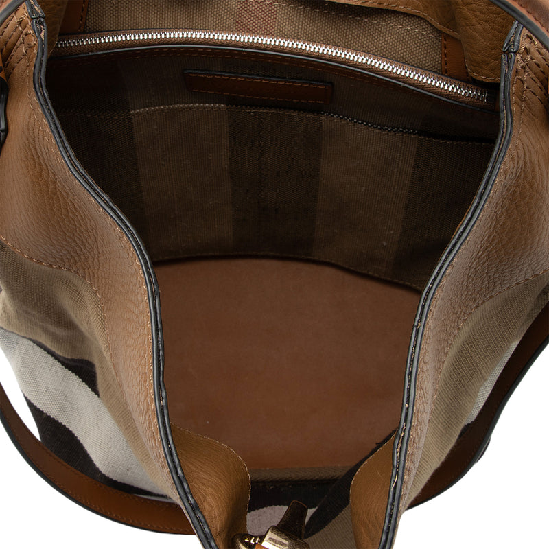 Burberry Canvas Check Tassel Ashby Medium Hobo SHF KQF93d LuxeDH