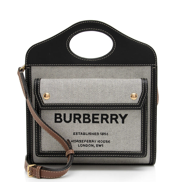 Burberry Canvas Horseferry Mini Pocket Tote (SHF-3ejnzd)