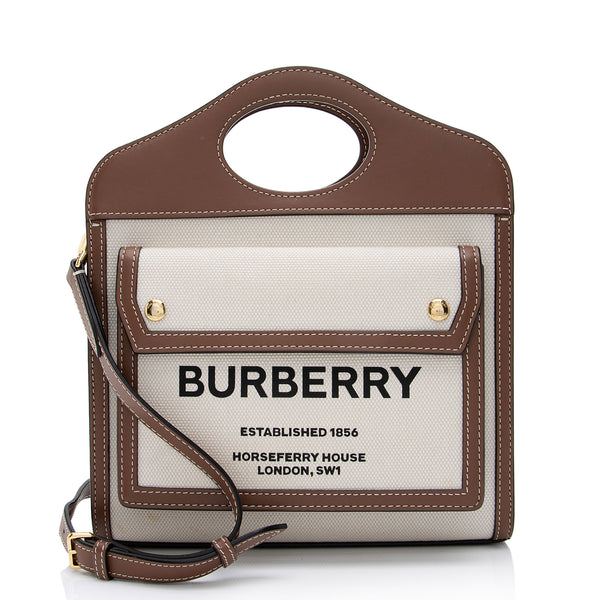 Burberry Canvas Horseferry Mini Pocket Tote (SHF-We79K5)