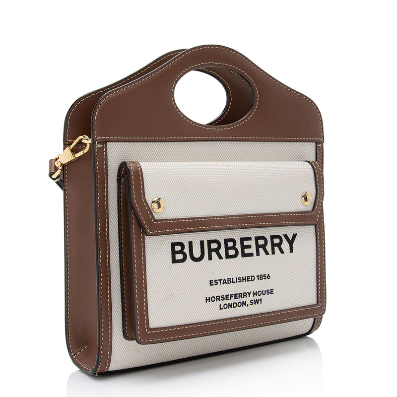Burberry Canvas Horseferry Mini Pocket Tote (SHF-We79K5)