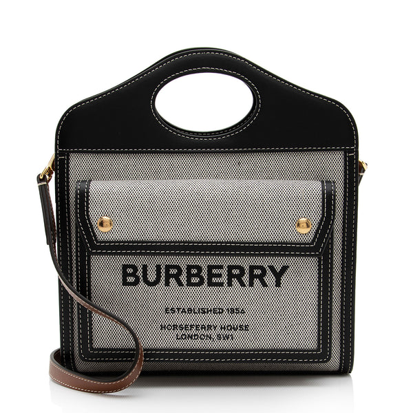 Burberry Canvas Horseferry Mini Pocket Tote (SHF-P7WK3S)