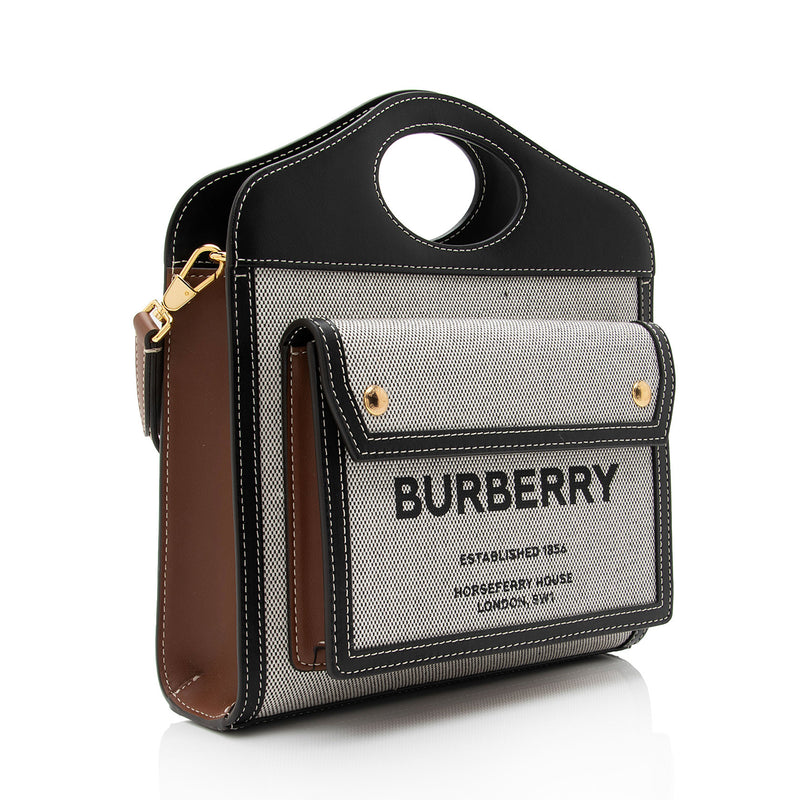 Burberry Canvas Horseferry Mini Pocket Tote (SHF-P7WK3S)