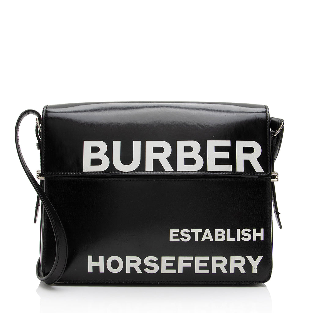 Burberry Coated Canvas Horseferry Print Grace Large Flap Bag SHF 8i3NQl