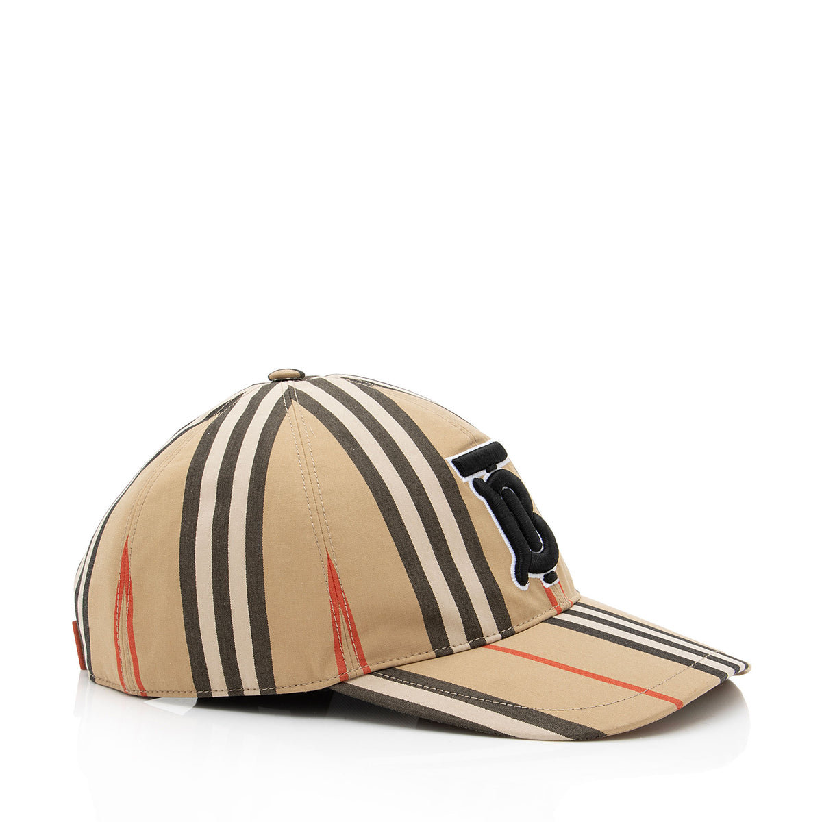 Burberry Tan and Red Striped Hat Burberry Cotton Icon Stripe TB Baseball Hat - Size L (SHF  main image 3