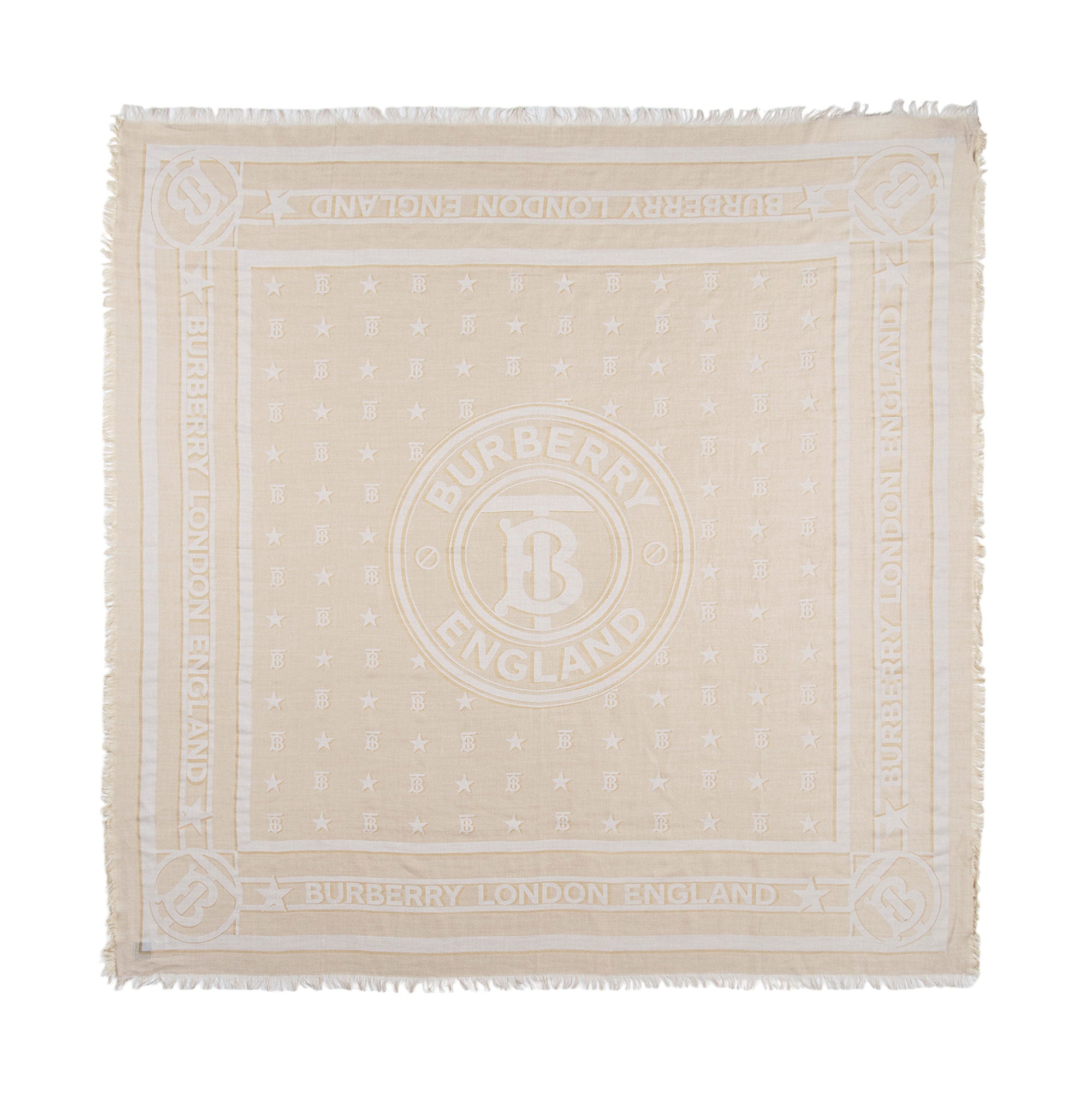 Burberry Cotton Wool Silk Jacquard TB 140cm Shawl (SHF-TtD6vE)