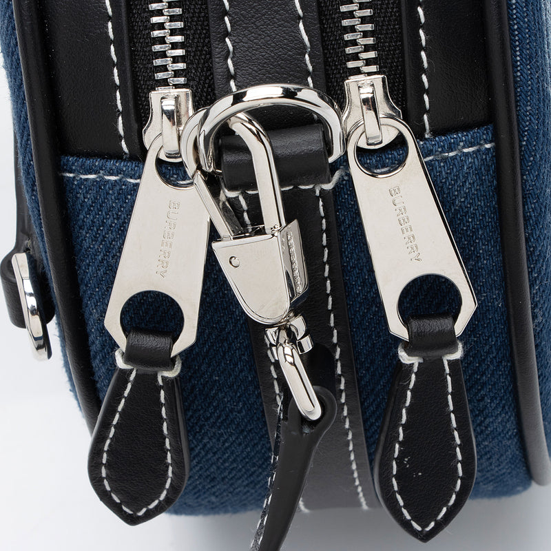 Burberry Denim Leather Logo Graphic Louise Mini Crossbody Bag SHF Q9C LuxeDH
