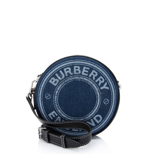 Burberry Denim Leather Logo Graphic Louise Mini Crossbody Bag (SHF-Q9Cb4c)