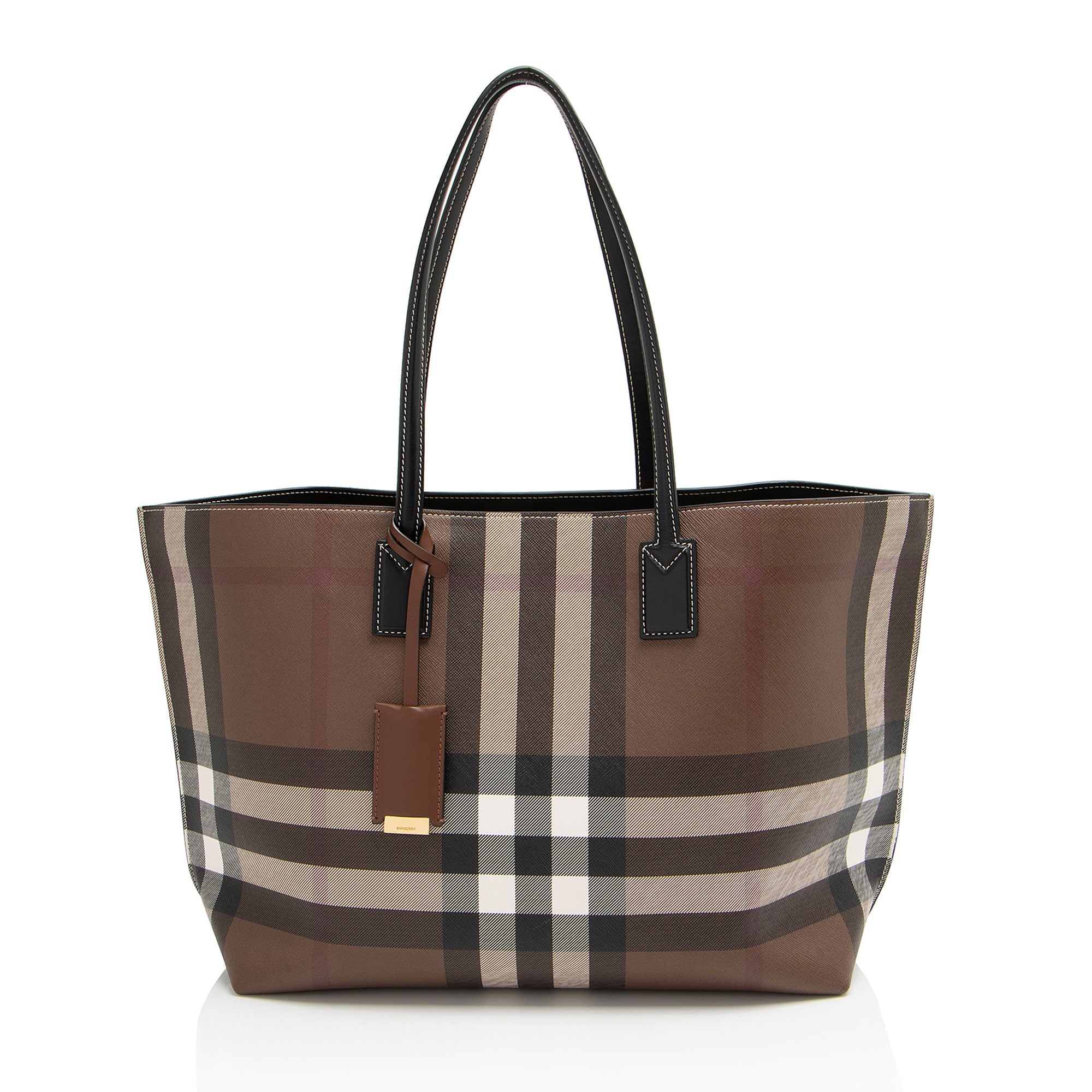 Burberry E-Canvas House Check Denny Medium Tote