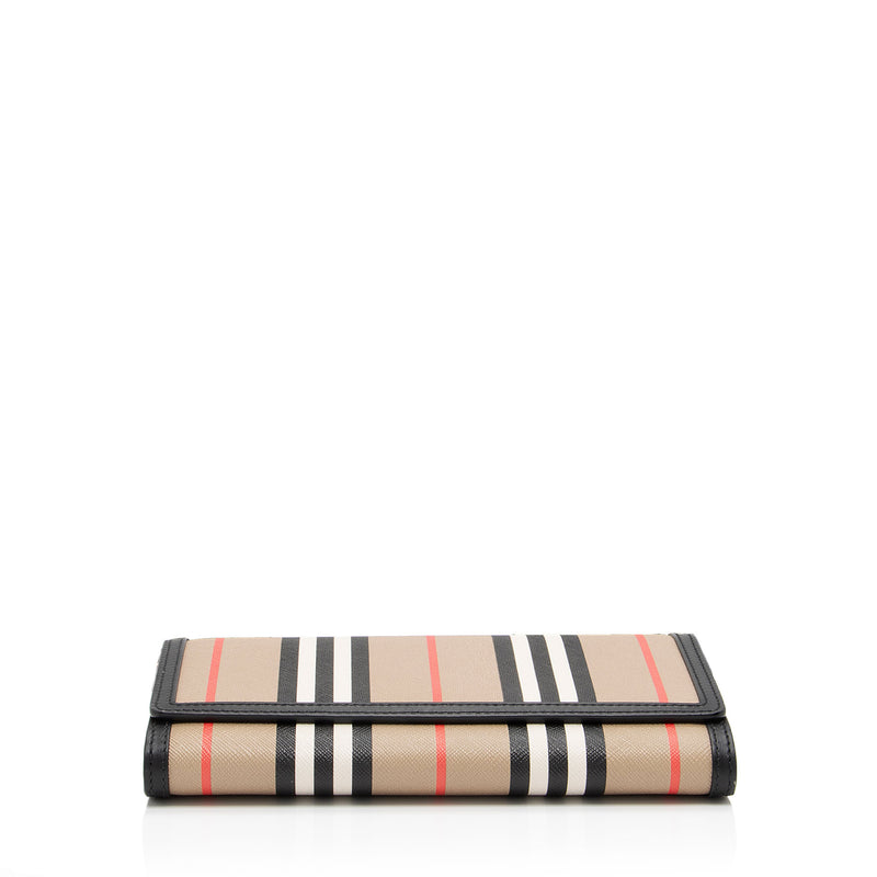 Burberry E-Canvas Icon Stripe Hannah Wallet on Strap (SHF-T6fpoo)