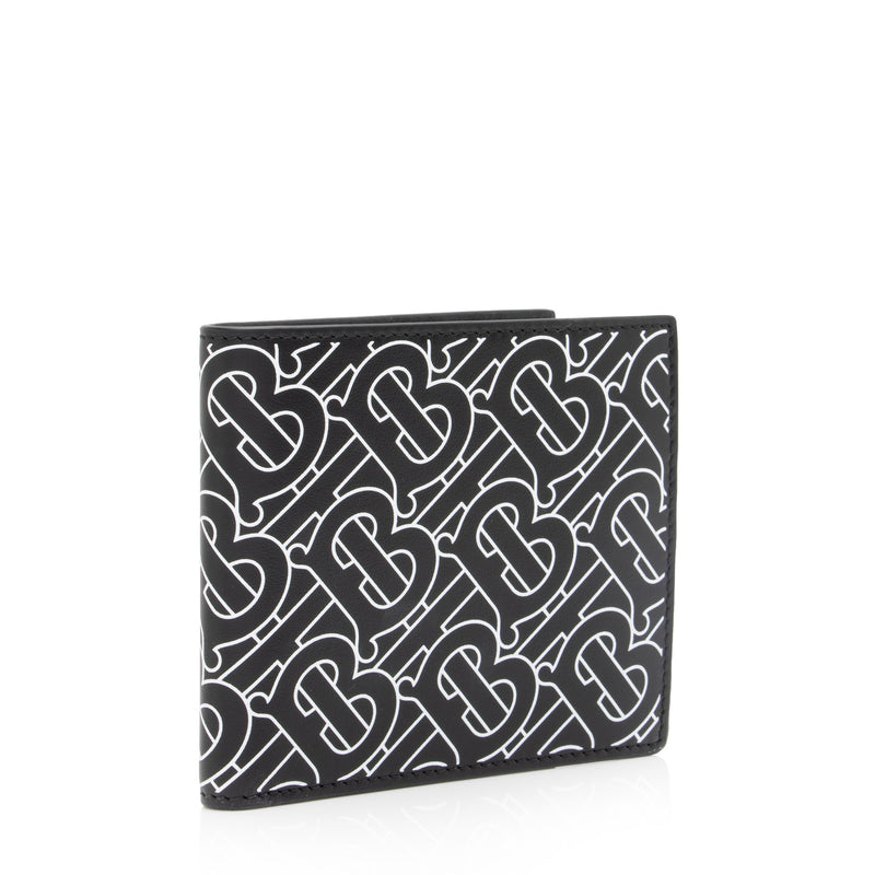 Burberry E-Canvas TB Monogram Bi-Fold Wallet (SHF-EKw5mW)