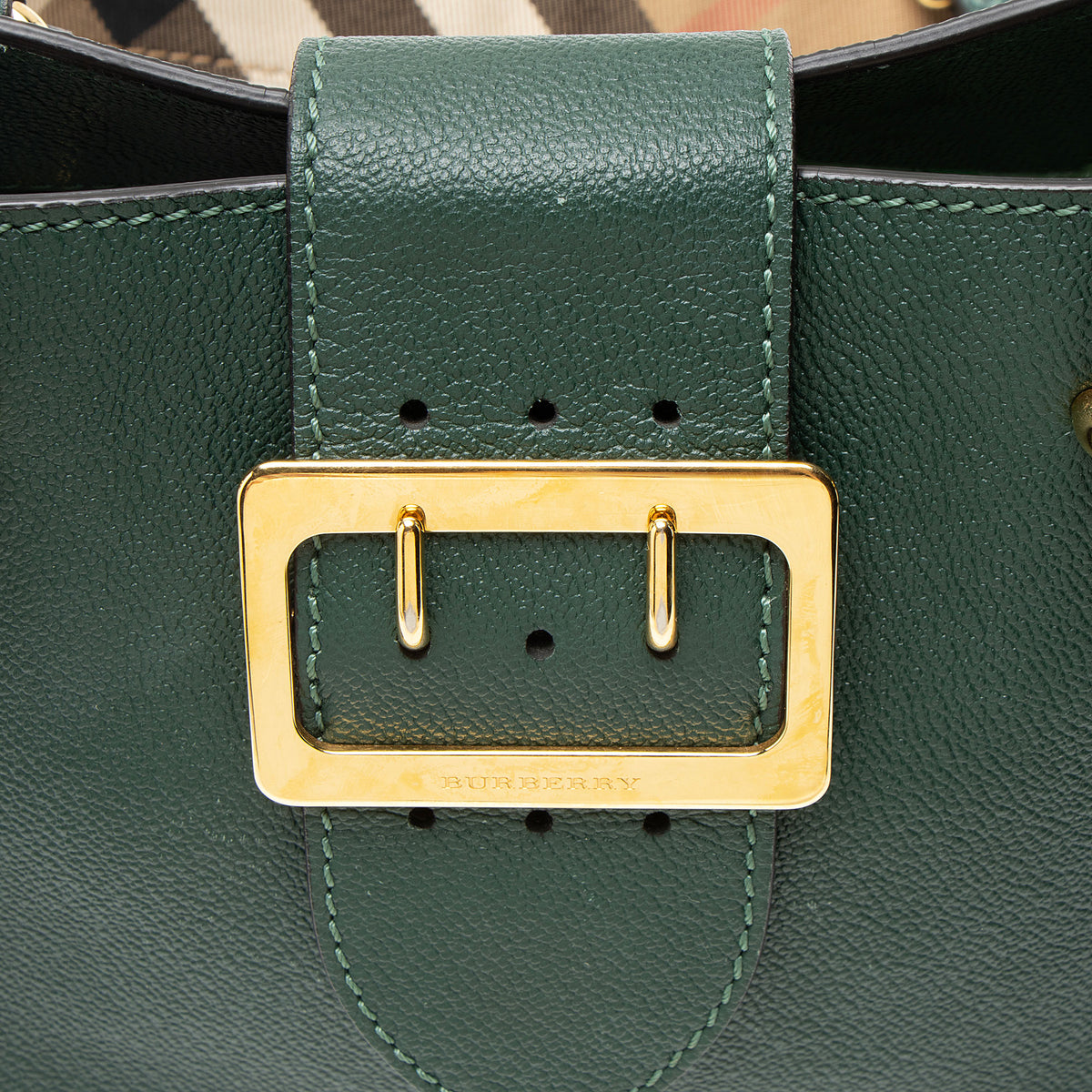 Burberry Grained Leather Buckle Small Tote