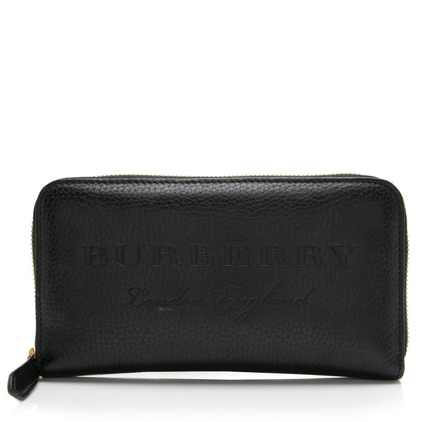 Burberry Grainy Calfskin Embossed Logo Zip Around Wallet (SHF-cYIxLz)