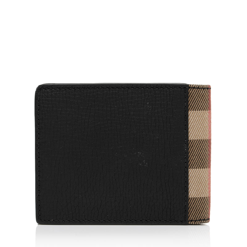 Burberry Calfskin House Check Bi-Fold Wallet (SHF-yb78nZ)