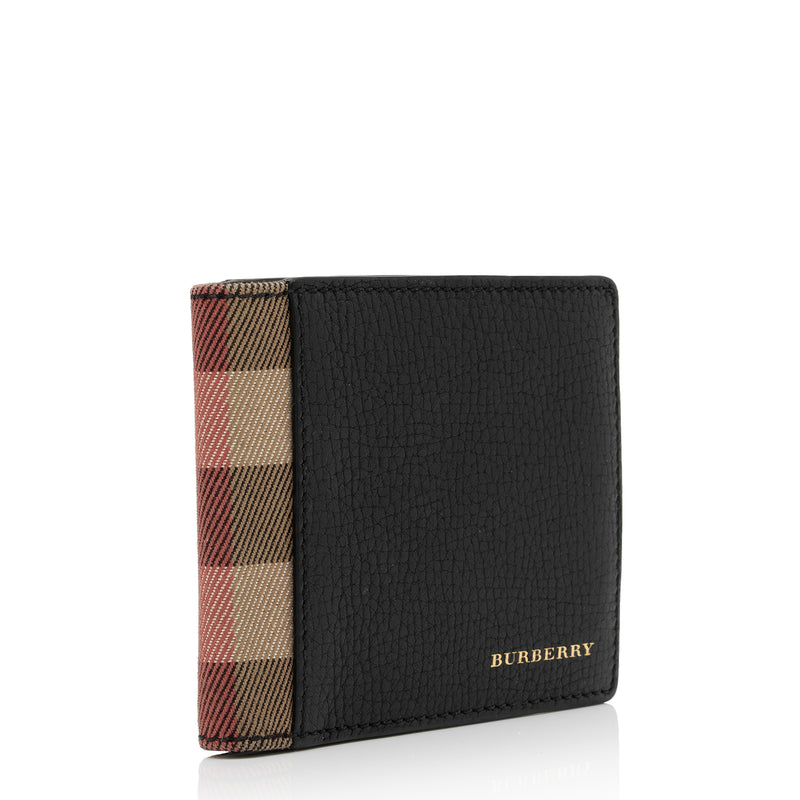 burberry wallet women new Vintage Check & Grainy Leather Folding Wallet