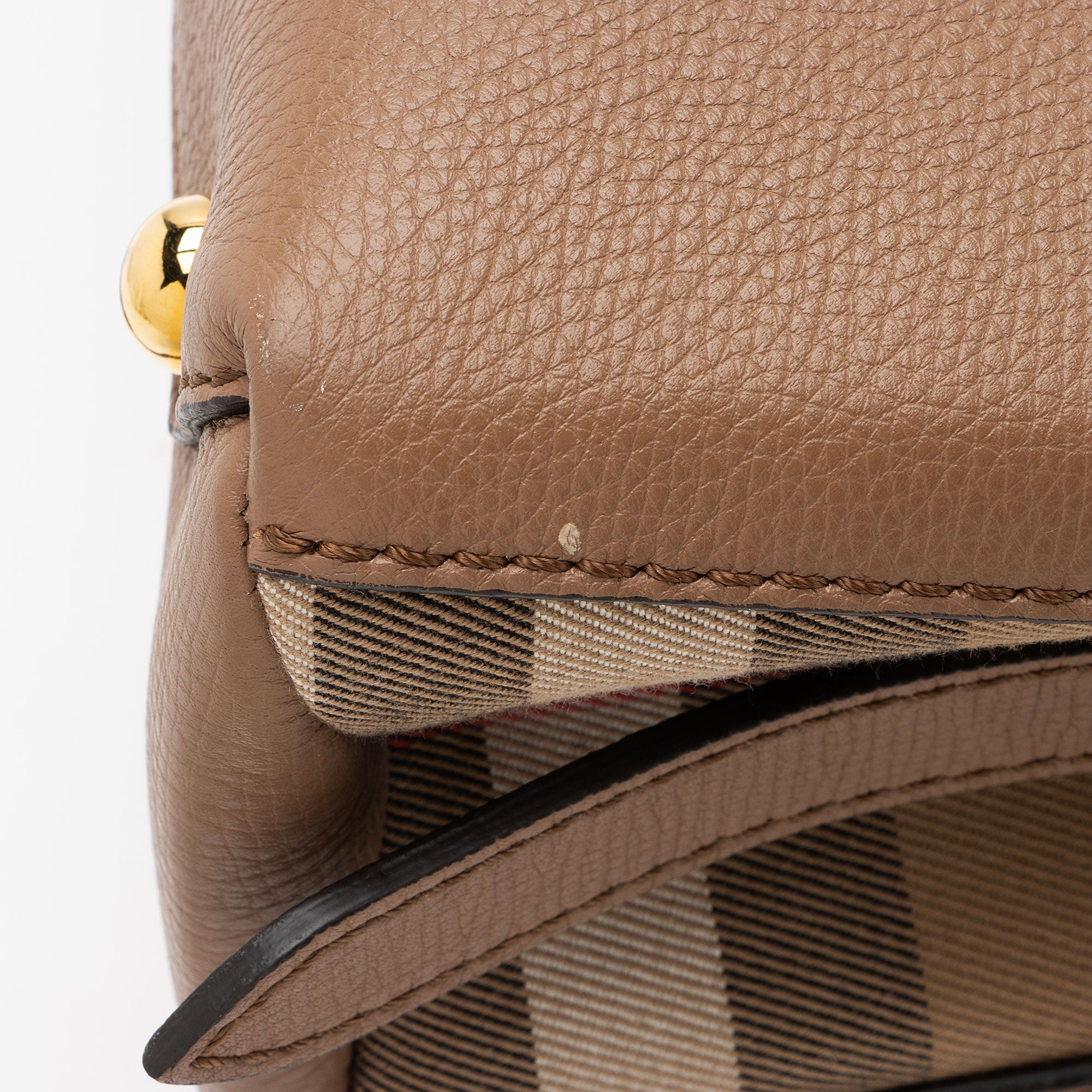 Burberry Grainy Calfskin House Check Camberley Small Satchel (SHF-SUePuH)