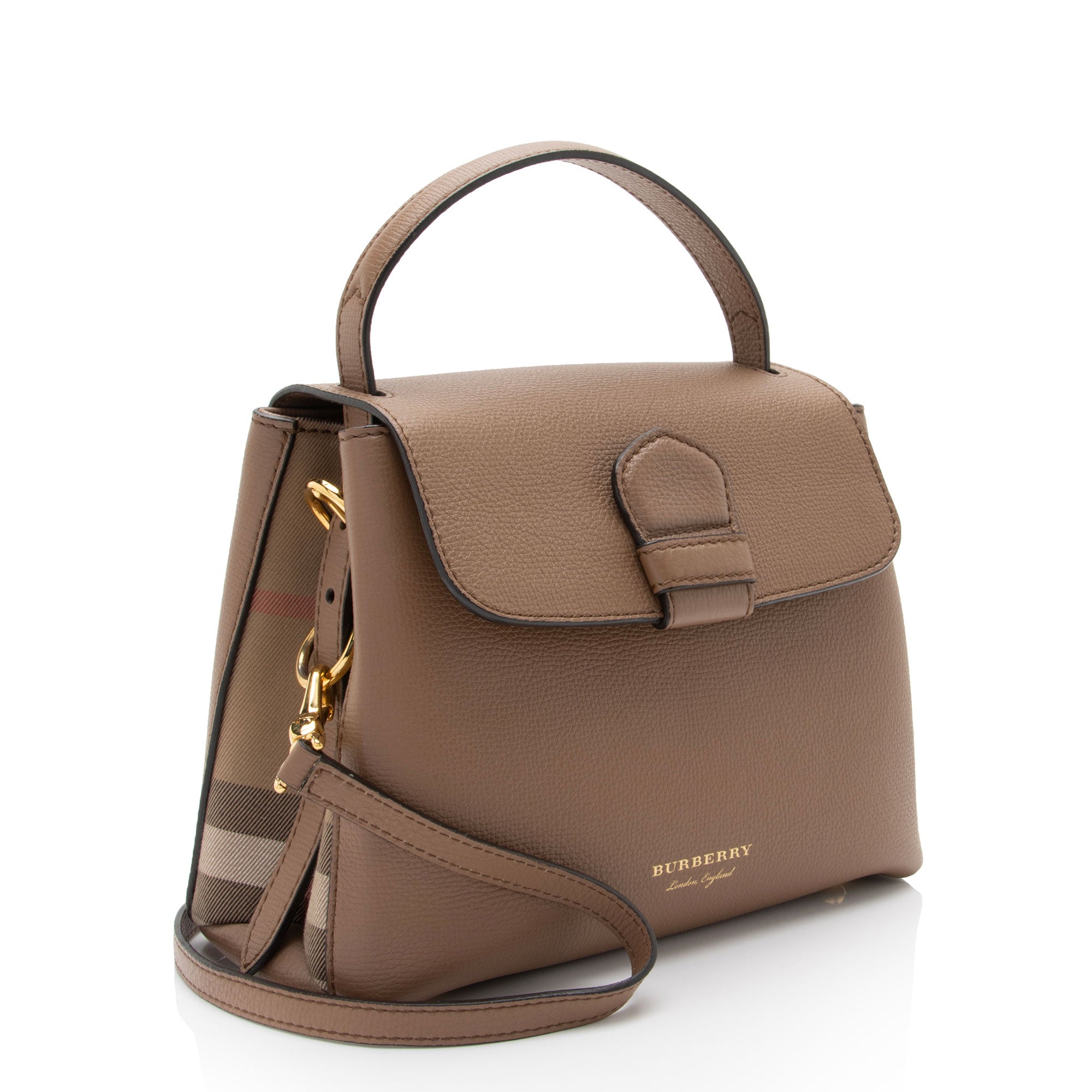 Burberry Grainy Calfskin House Check Camberley Small Satchel (SHF-SUePuH)