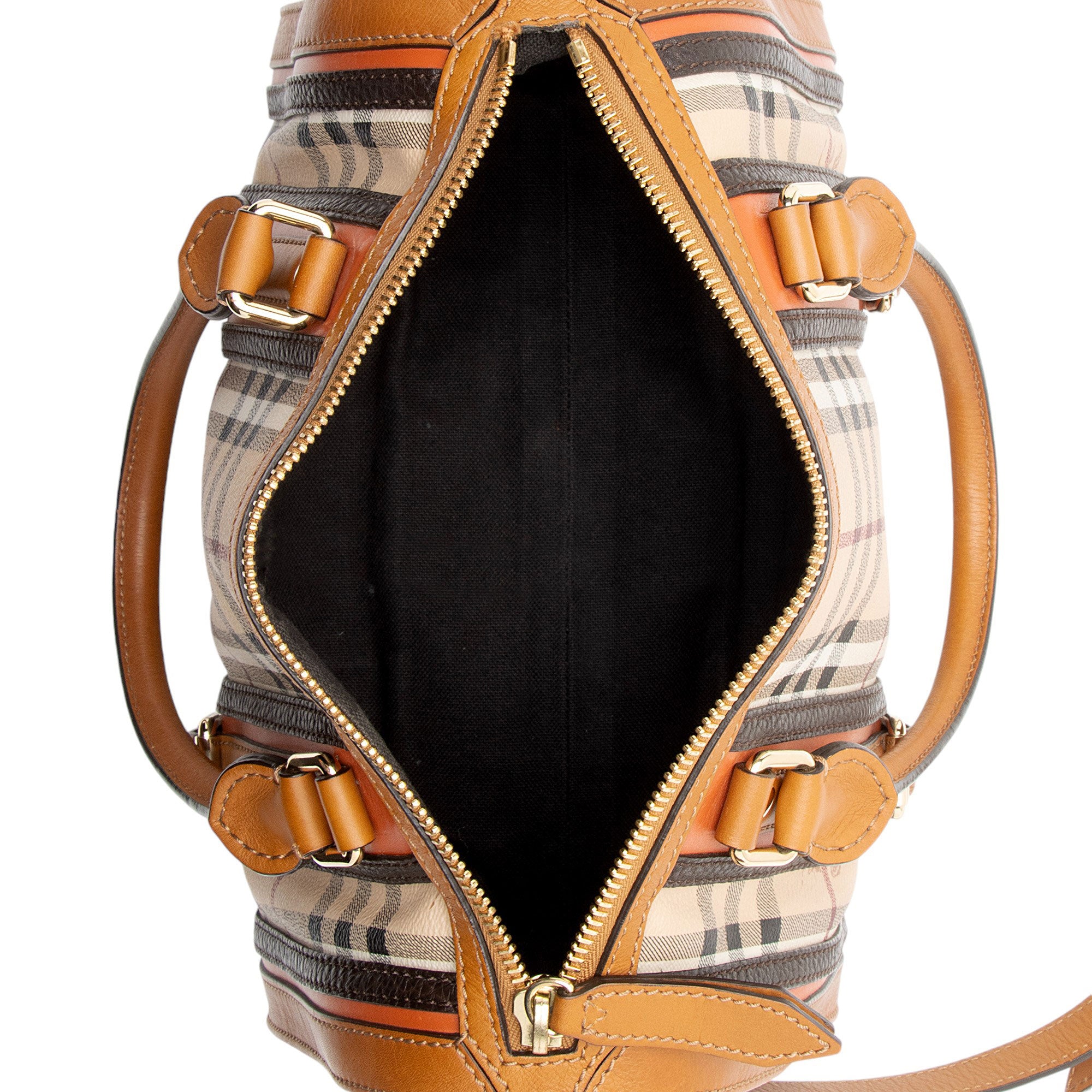 Burberry Haymarket Check Alchester Buckle Medium Bowling Bag (SHF-JHqu0h)