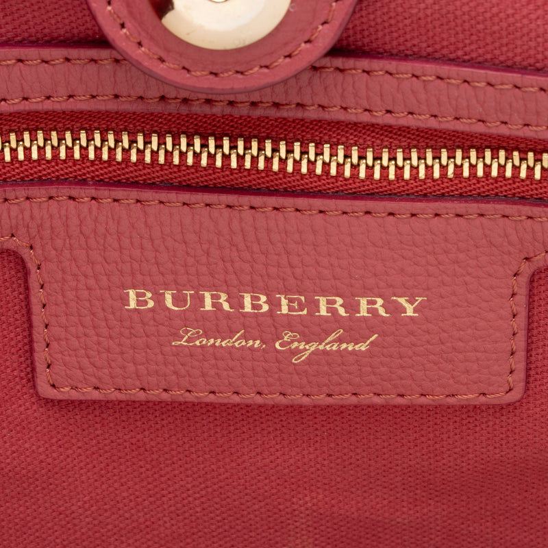 Burberry Haymarket Check Peony Rose Canter Small Tote (SHF-GlIEtN)