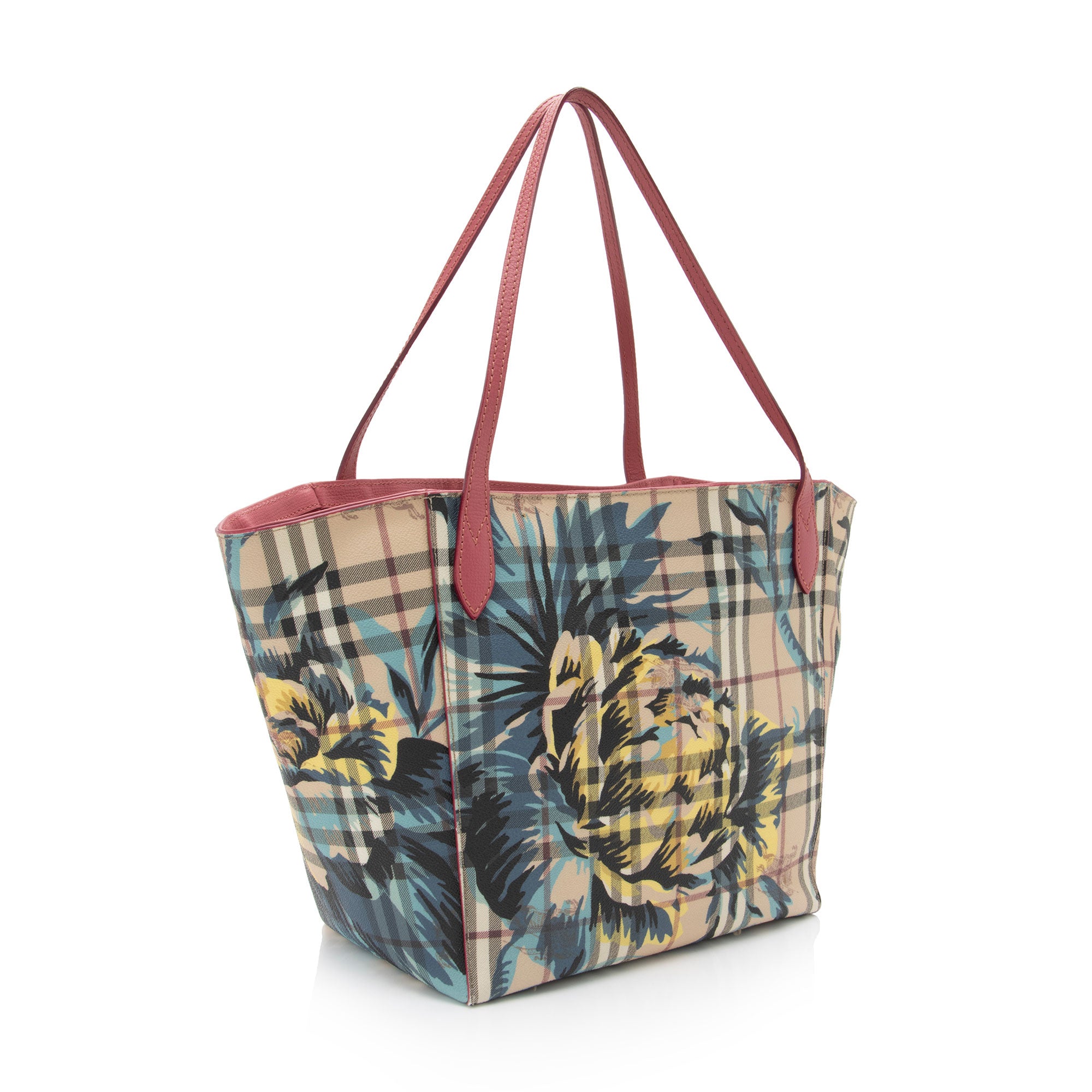 Burberry Haymarket Check Peony Rose Canter Small Tote (SHF-GlIEtN)