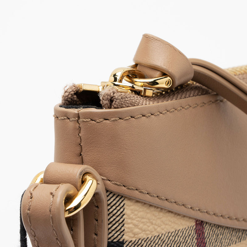 BURBERRY Haymarket Check Coated Canvas Peyton Crossbody Bag