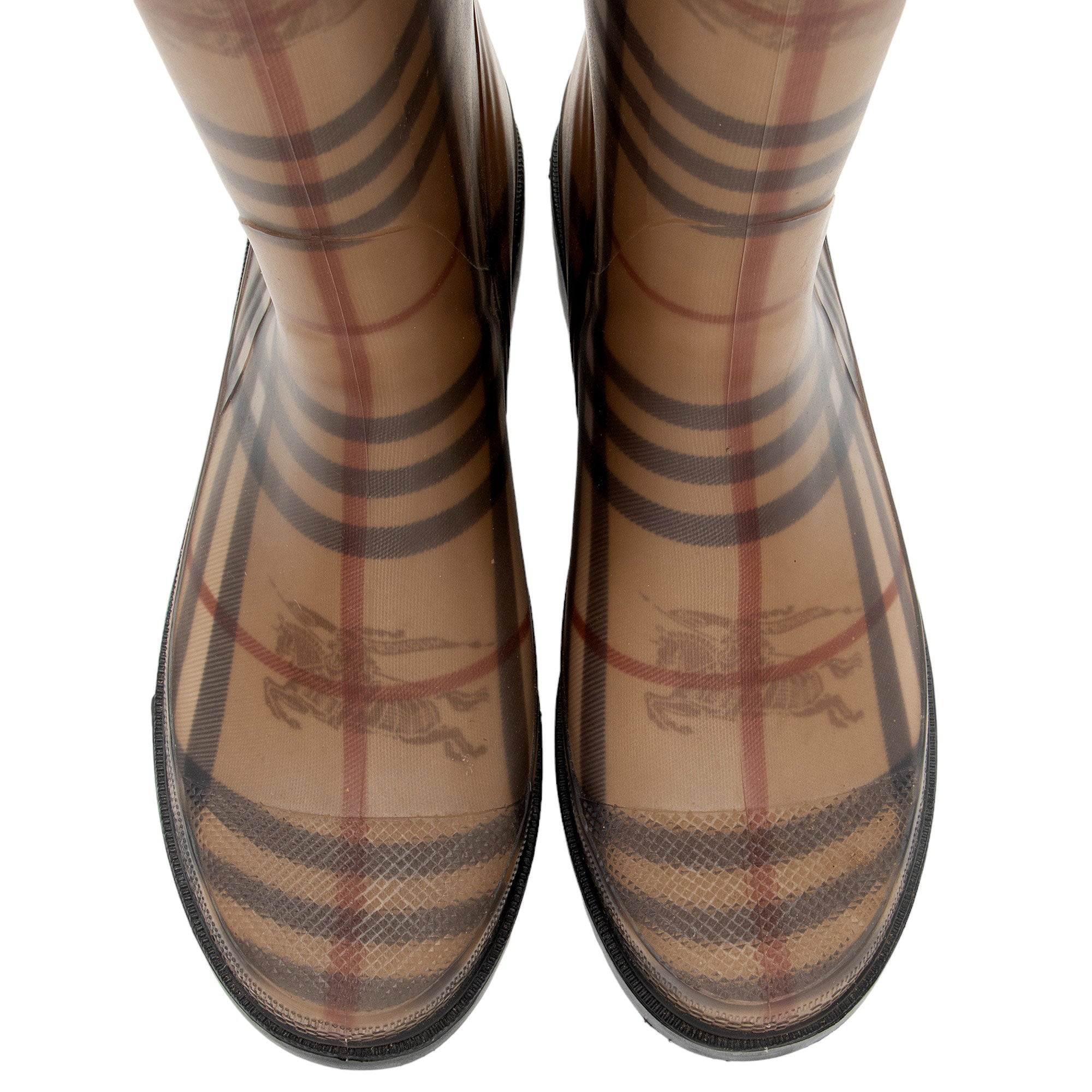 Burberry Haymarket Check Rubber Mid-Calf Rain Boots - Size 7 / 37 - FINAL SALE (SHF-iM03nM)