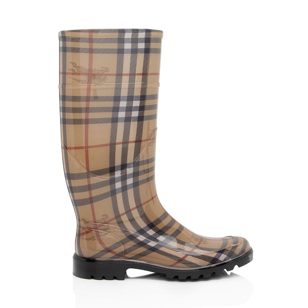 Burberry Haymarket Check Rubber Mid-Calf Rain Boots - Size 8 / 38 (SHF-9KSxQW)