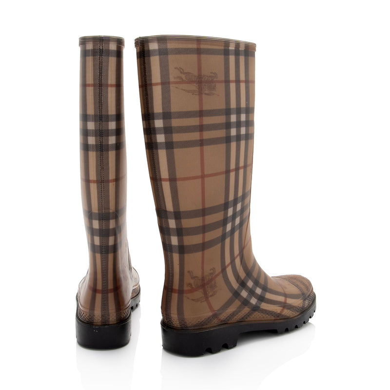 Burberry Haymarket Check Rubber Mid-Calf Rain Boots - Size  8 / 38 (SHF-Ple8S6)