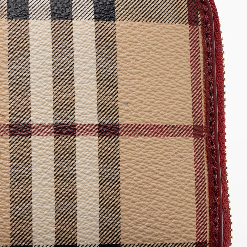 Burberry Haymarket Check Zip Around Wallet (SHF-8zBWAj)