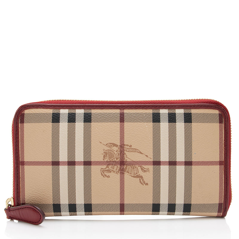 Burberry Haymarket Check Zip Around Wallet (SHF-8zBWAj)