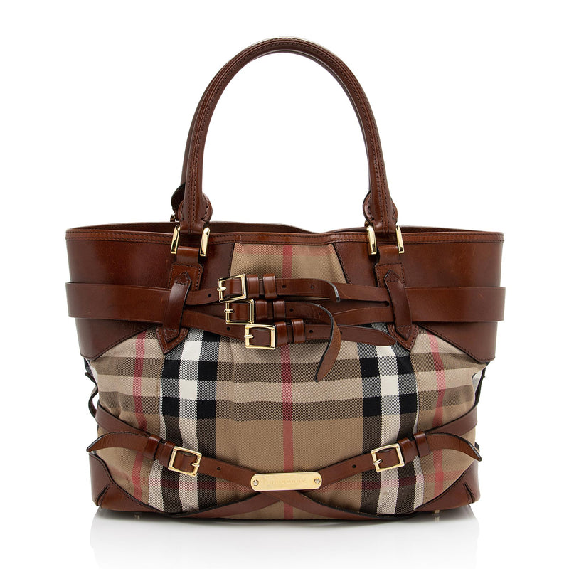 Authentic Burberry Bridle House Check Bag - Large