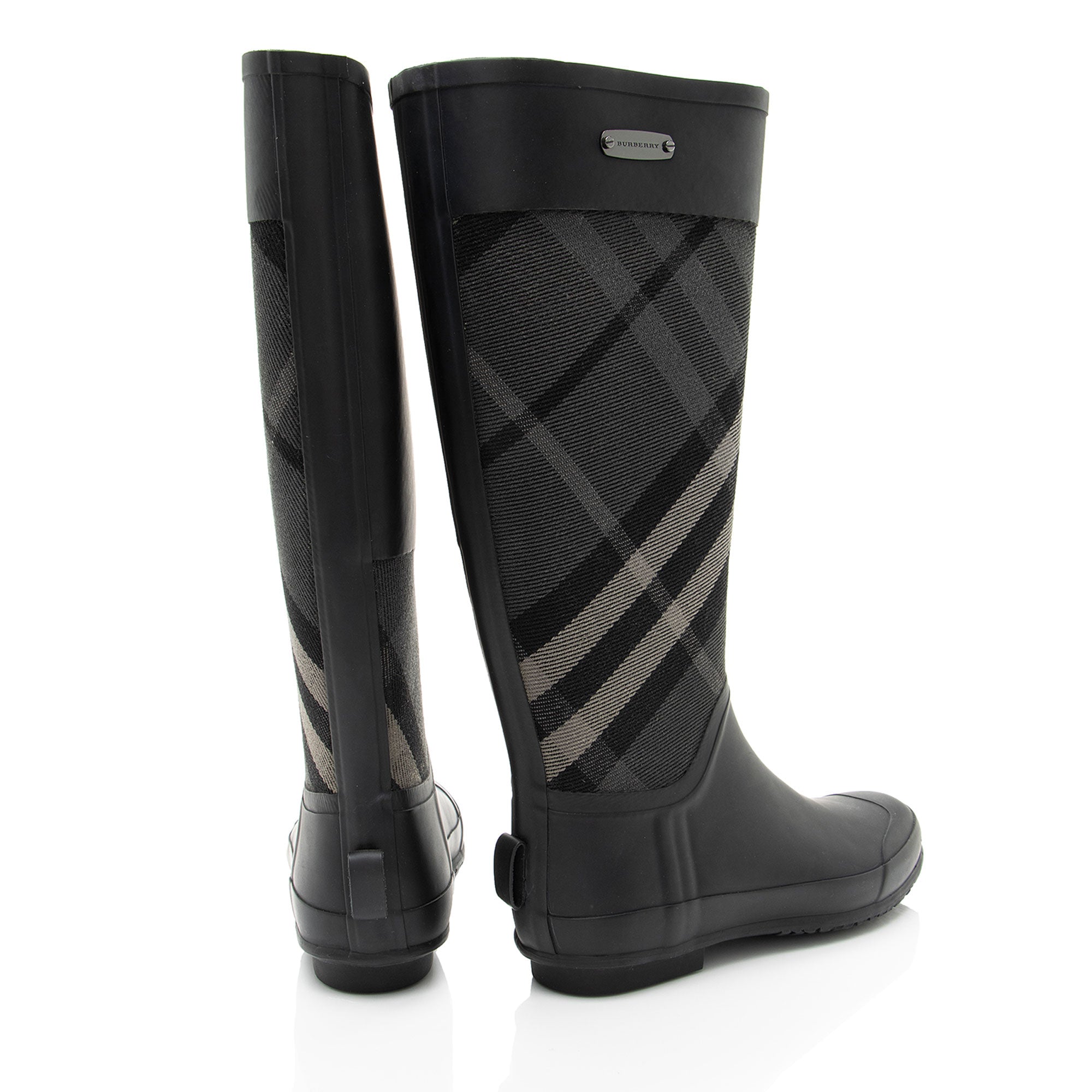 Burberry House Check Clemence Tall Rain Boots - Size 8 / 38
