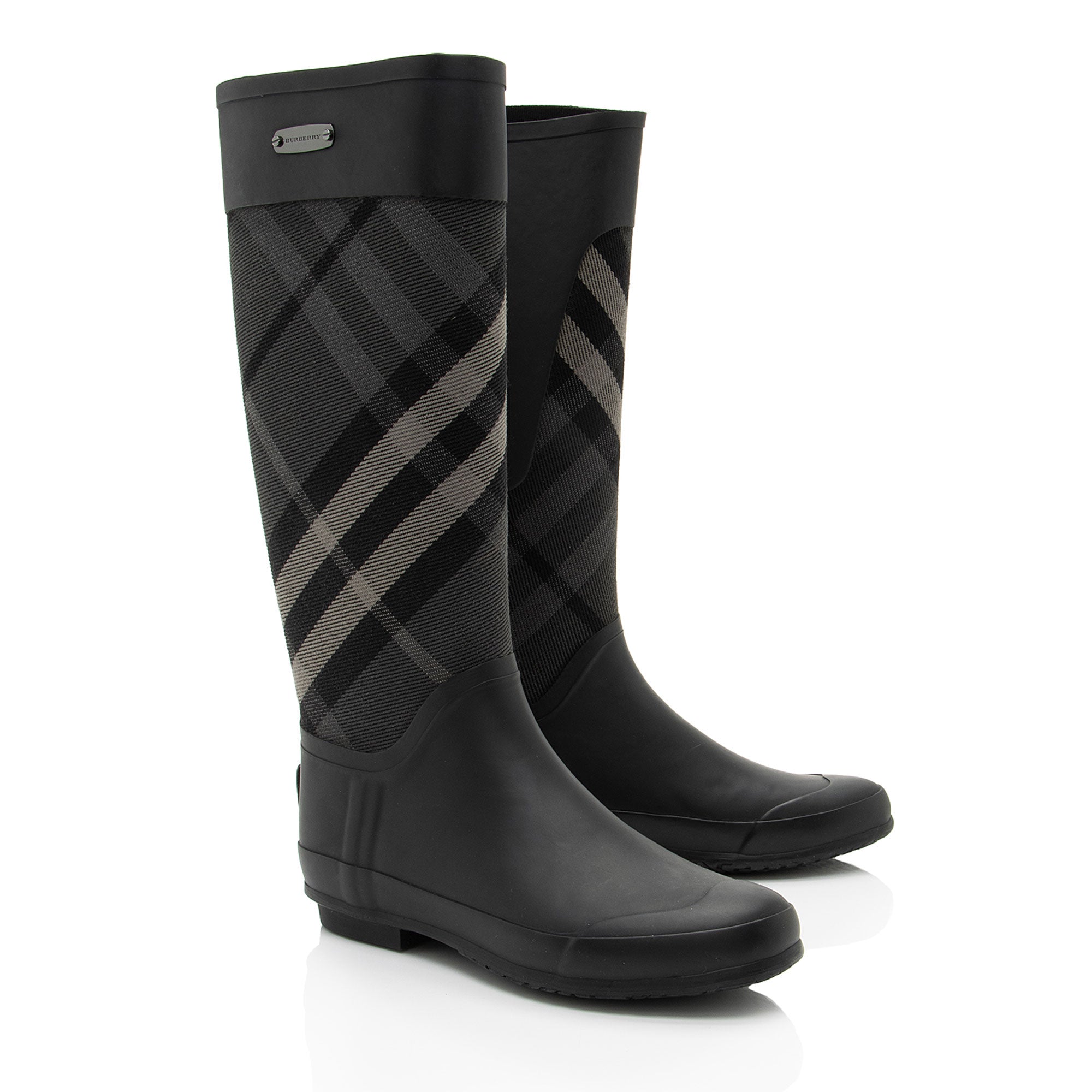 Burberry House Check Clemence Tall Rain Boots - Size 8 / 38