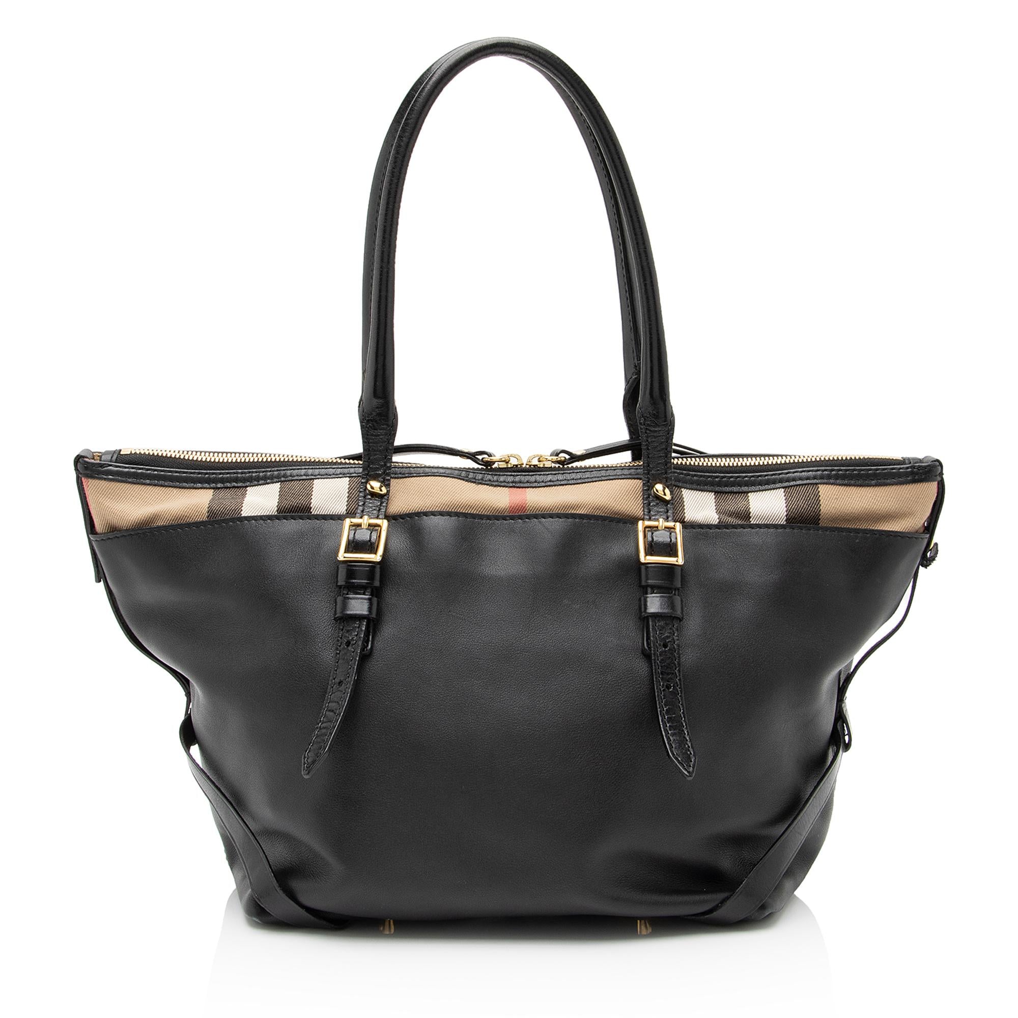 Burberry House Check Lambskin Bridle Salisbury Small Tote (SHF-mVCDxh)