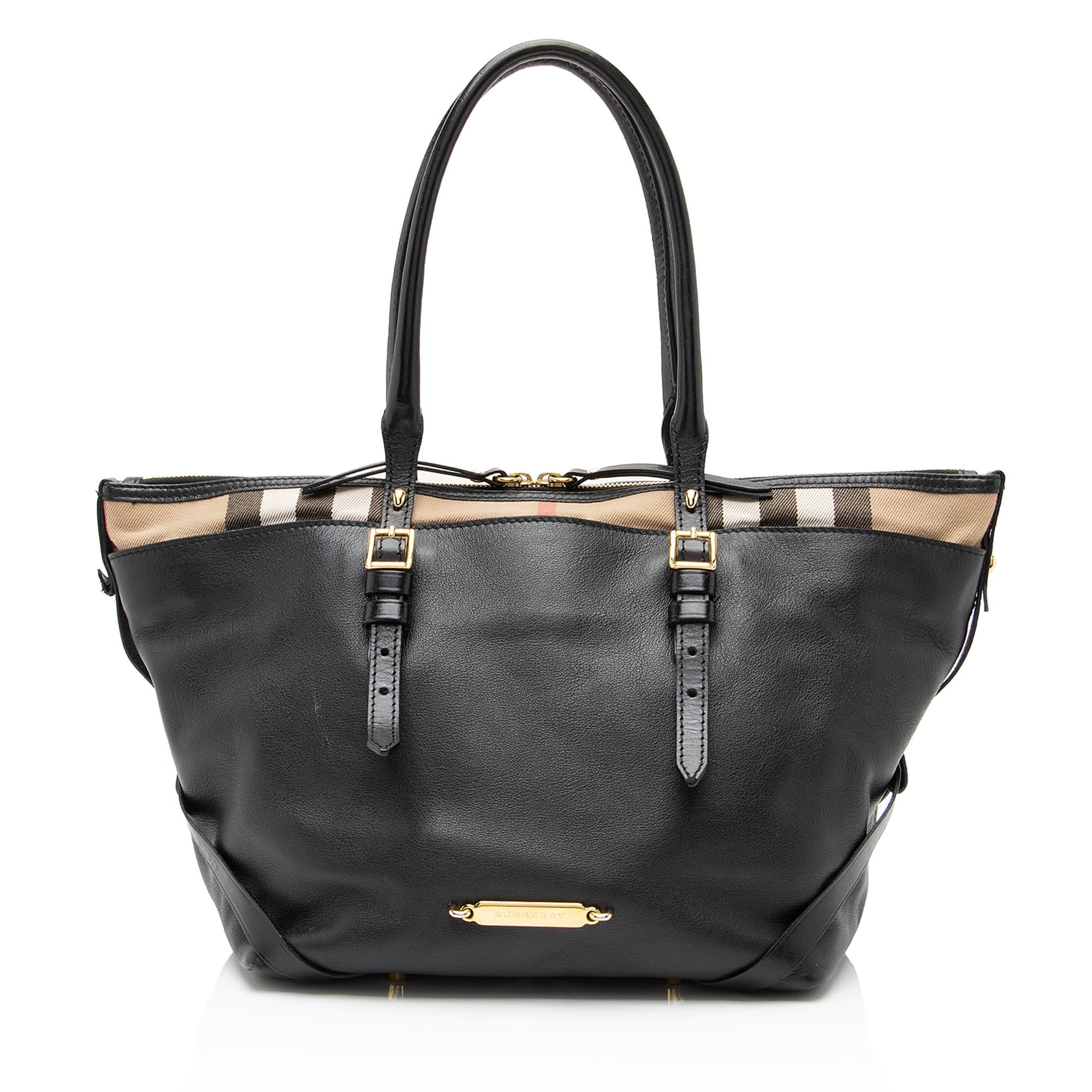 Burberry House Check Lambskin Bridle Salisbury Small Tote (SHF-mVCDxh)