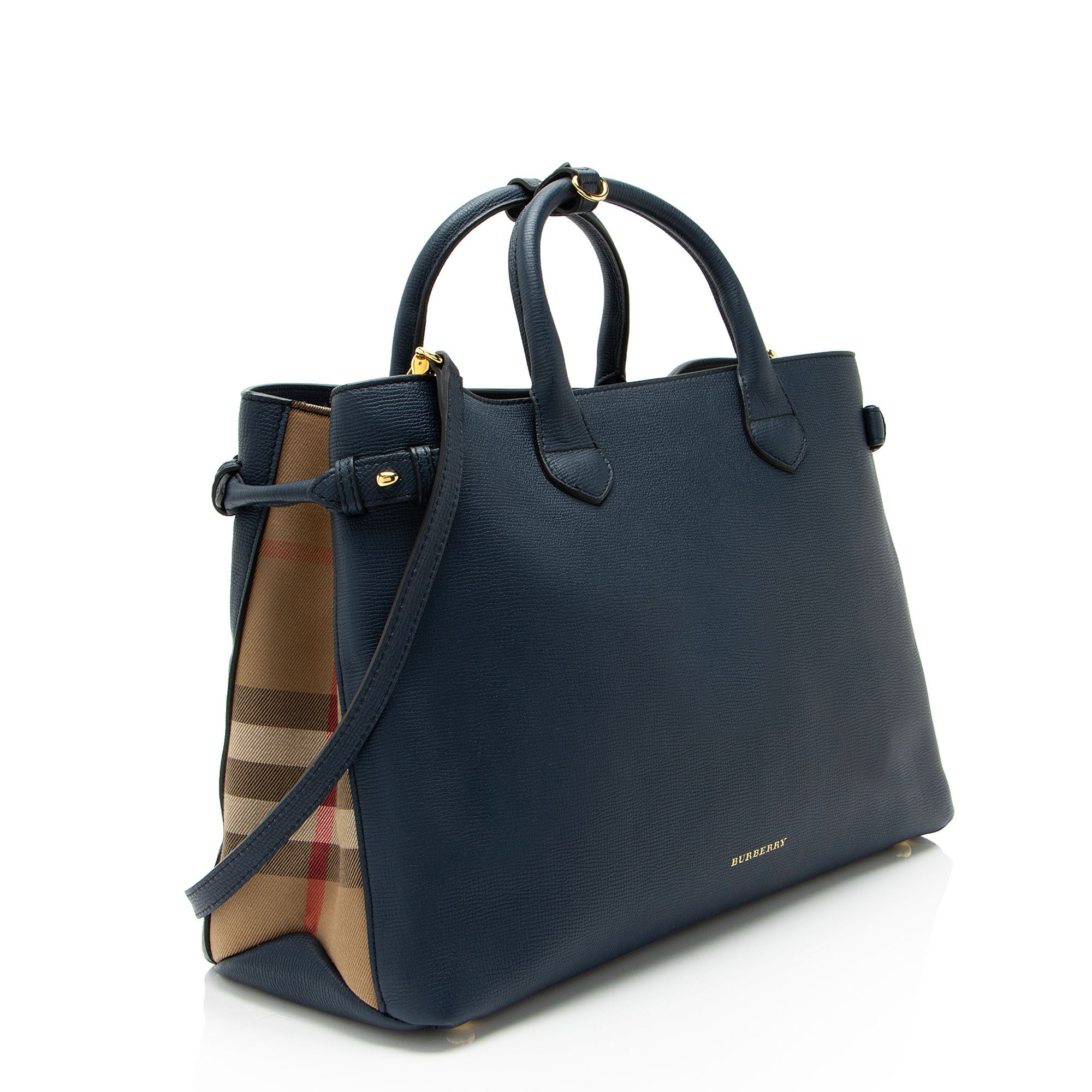 Burberry House Check Leather Banner Large Tote