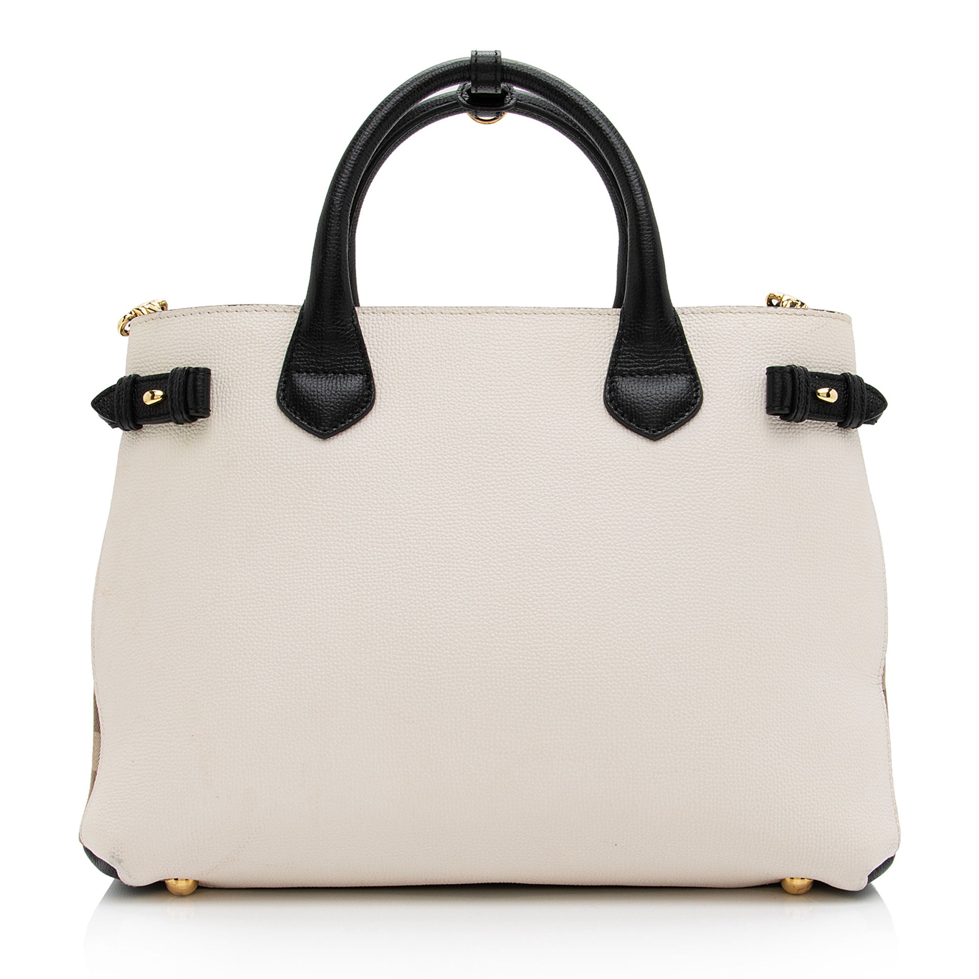 Burberry House Check Leather Banner Medium Tote (SHF-IHmkgX)