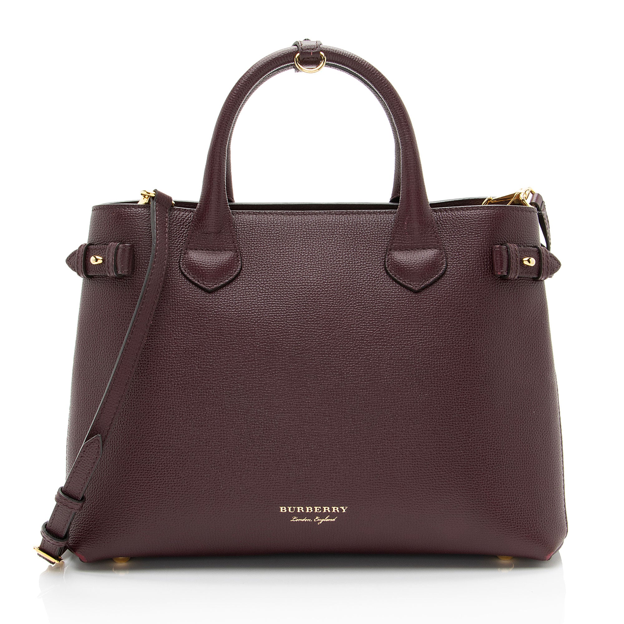 Burberry House Check Leather Banner Medium Tote