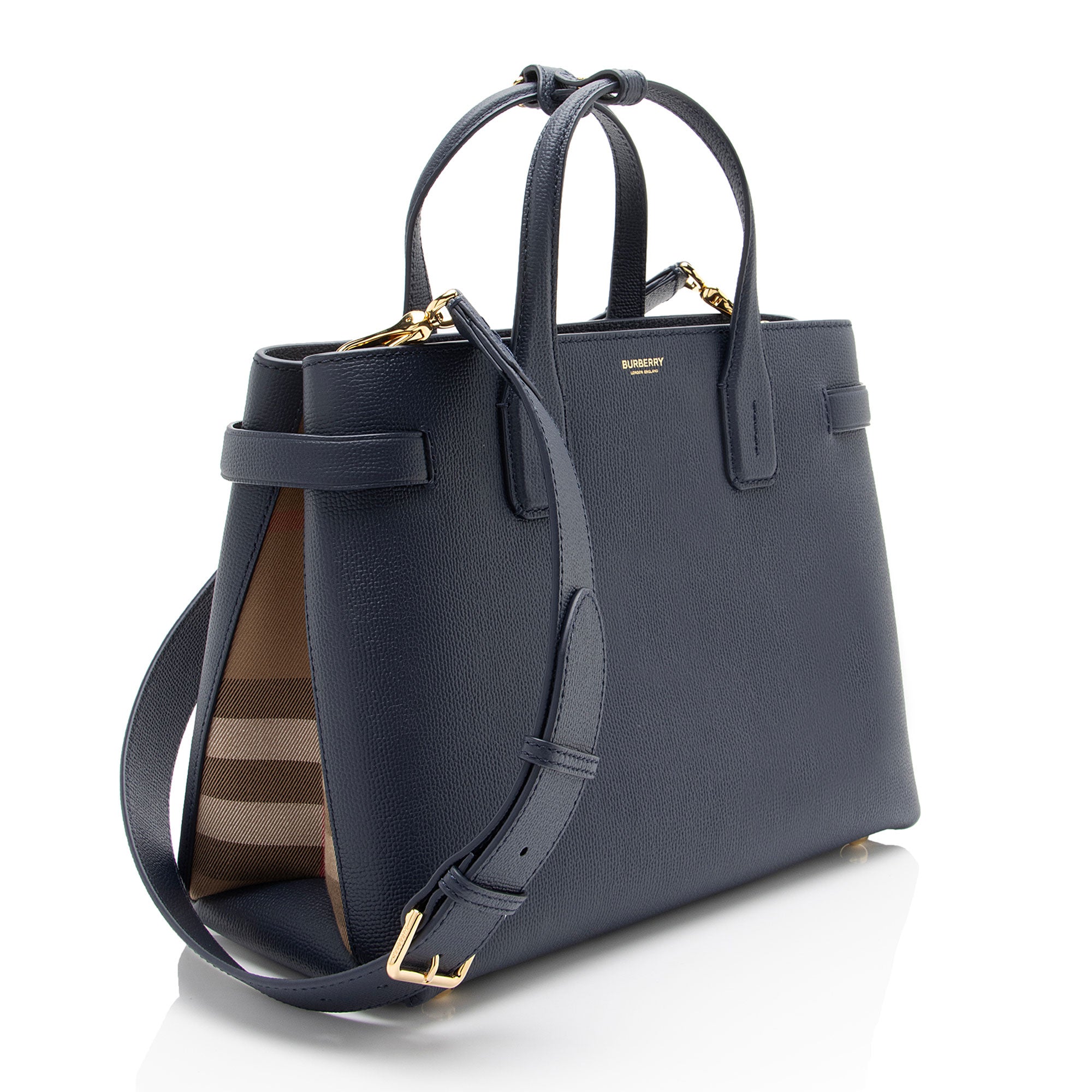 Burberry House Check Leather Banner Medium Tote