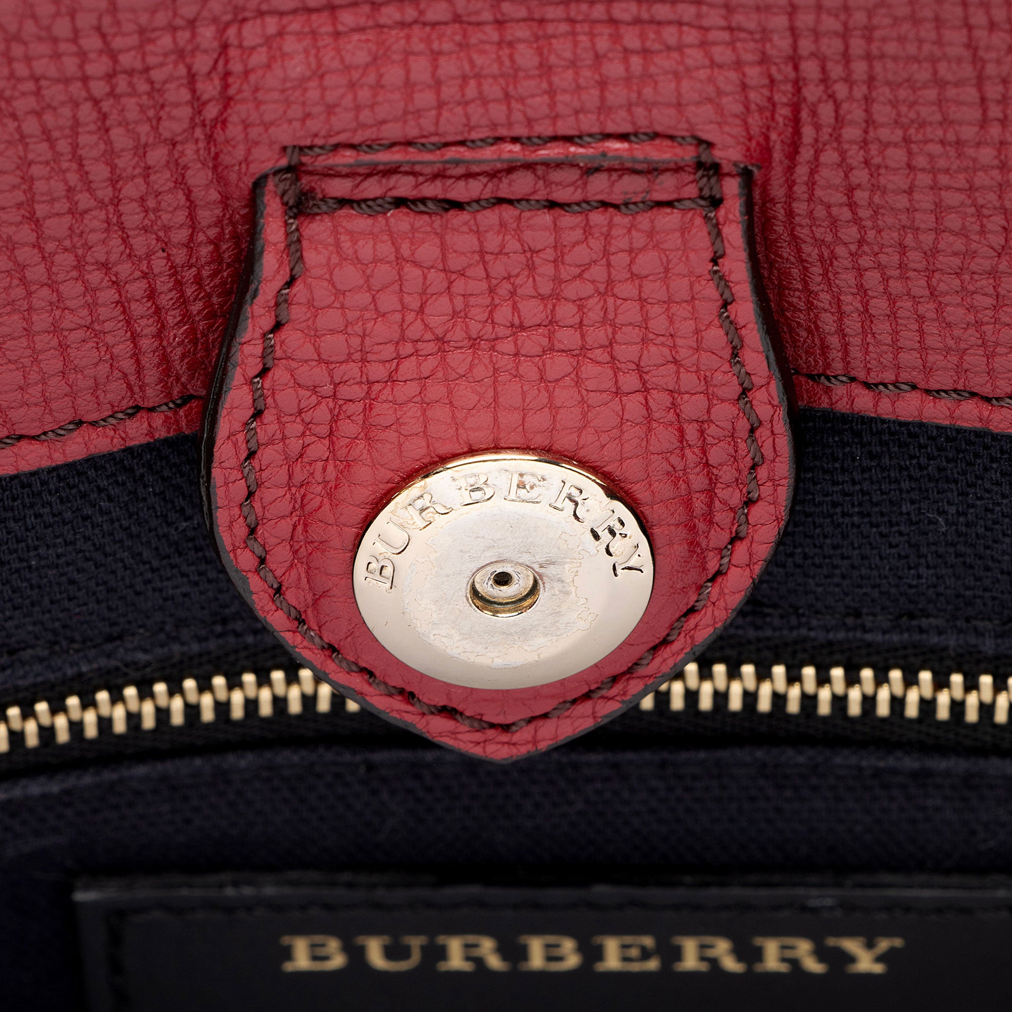 Burberry House Check Leather Banner Small Tote