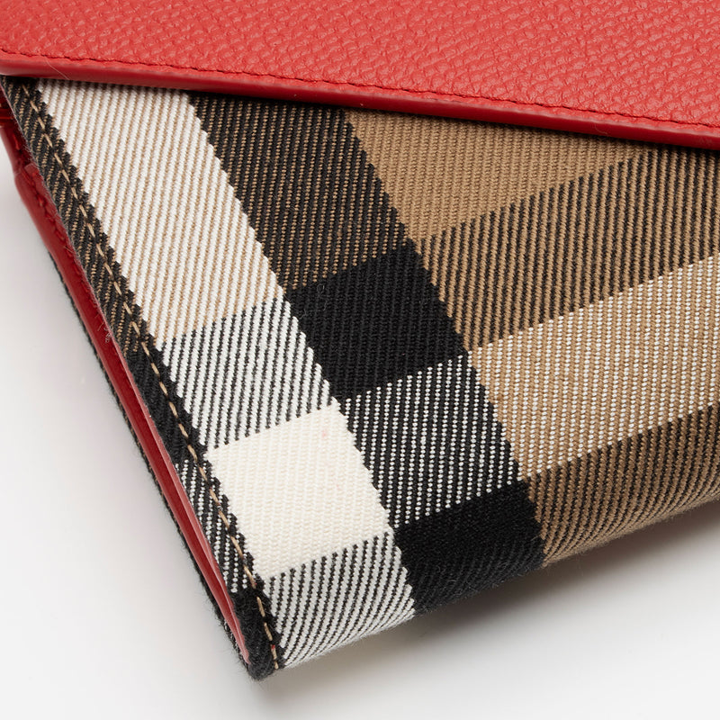 Burberry House Check Leather Hannah Wallet on Strap SHF eQV5N5 LuxeDH