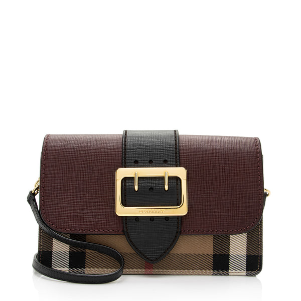Burberry House Check Madison Buckle Small Shoulder Bag (SHF-x0DUJG)