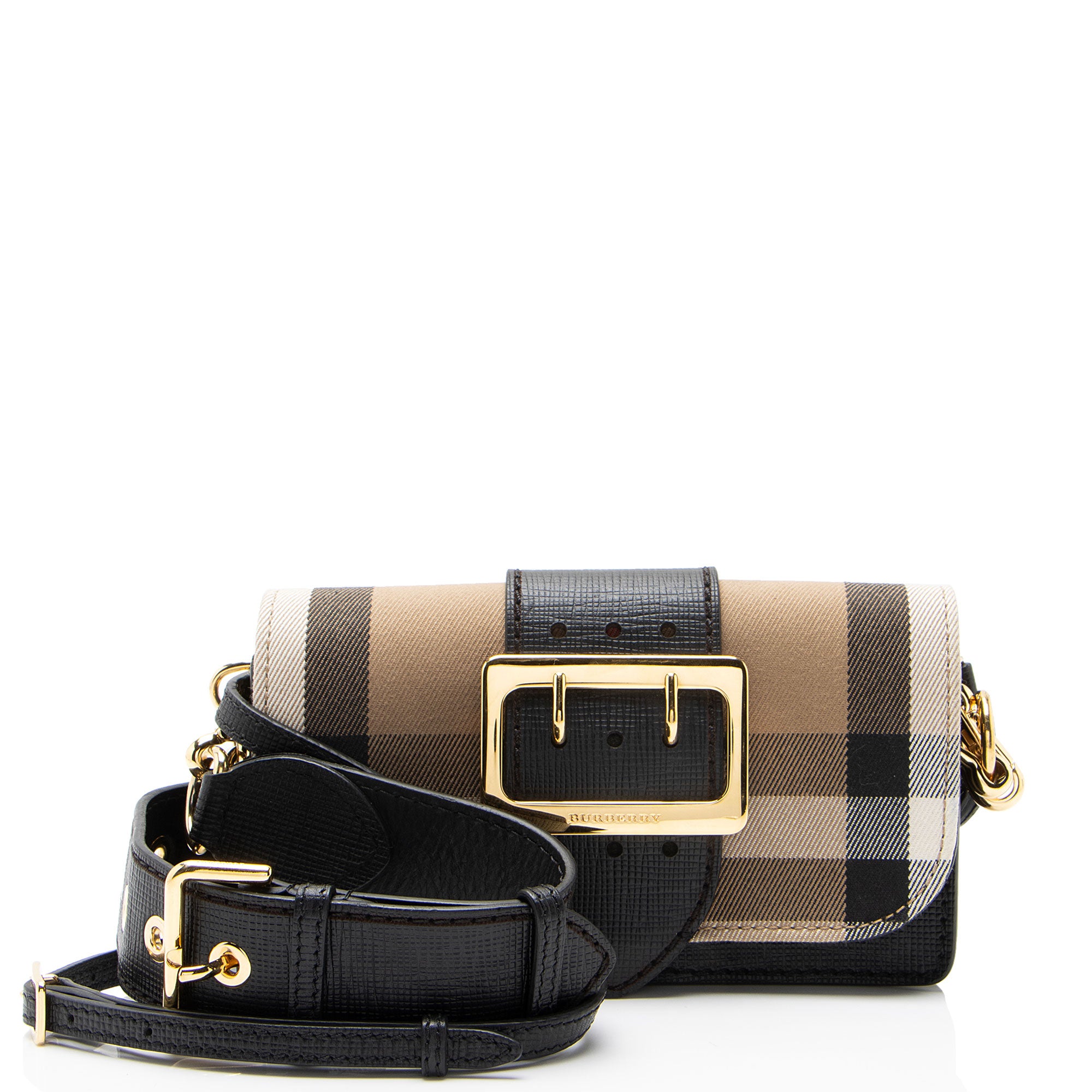 Burberry House Check Madison Buckle Small Shoulder Bag