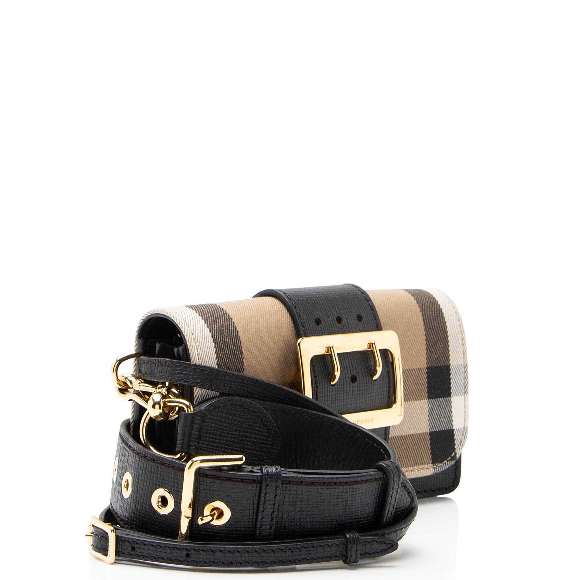 Burberry House Check Madison Buckle Small Shoulder Bag
