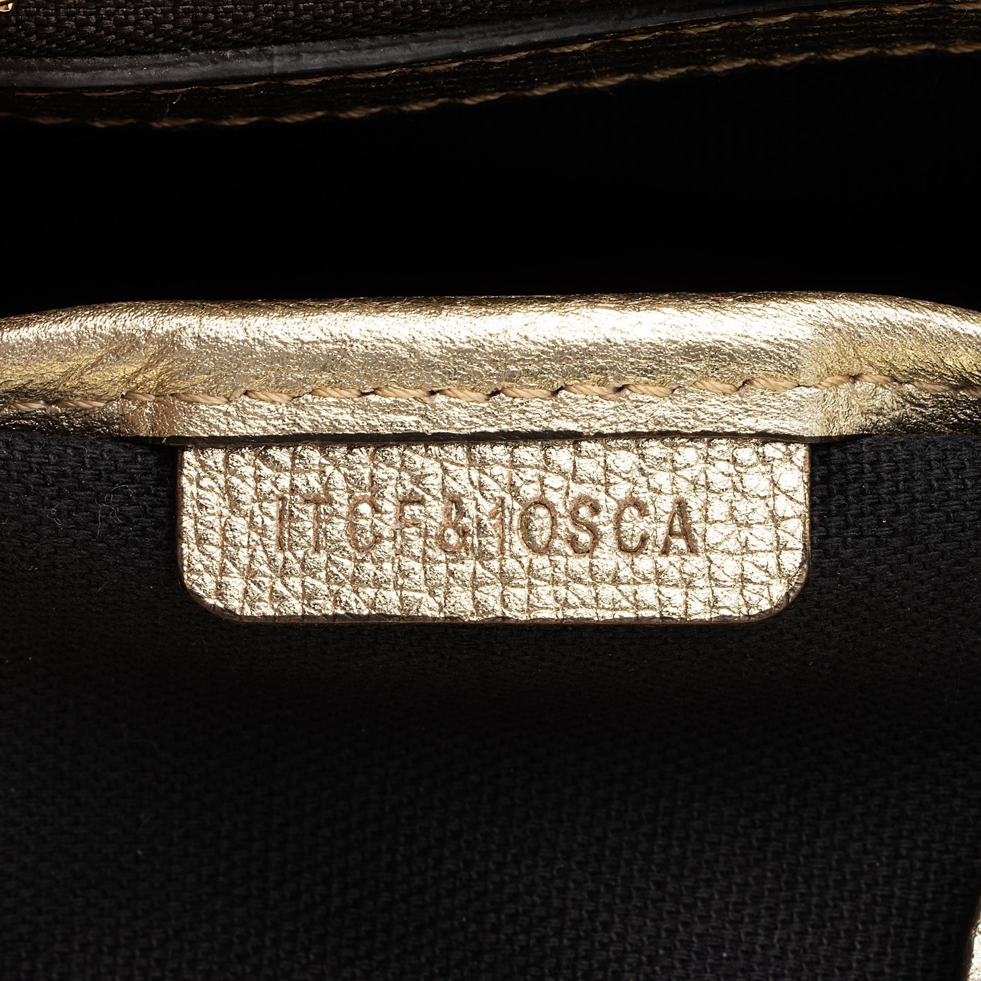 Burberry House Check Metallic Leather Banner Medium Tote (SHF-81DUmX)