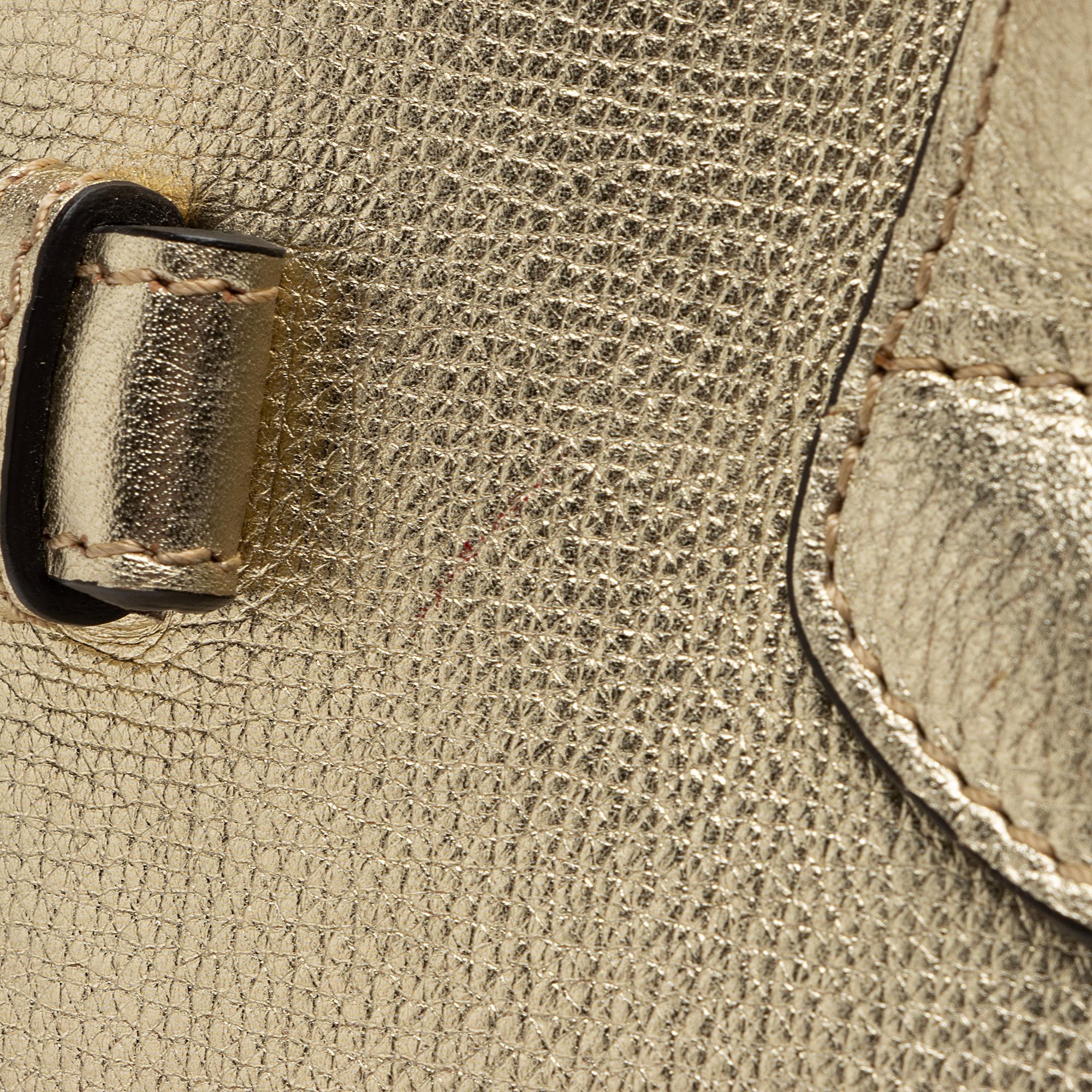 Burberry House Check Metallic Leather Banner Medium Tote (SHF-81DUmX)