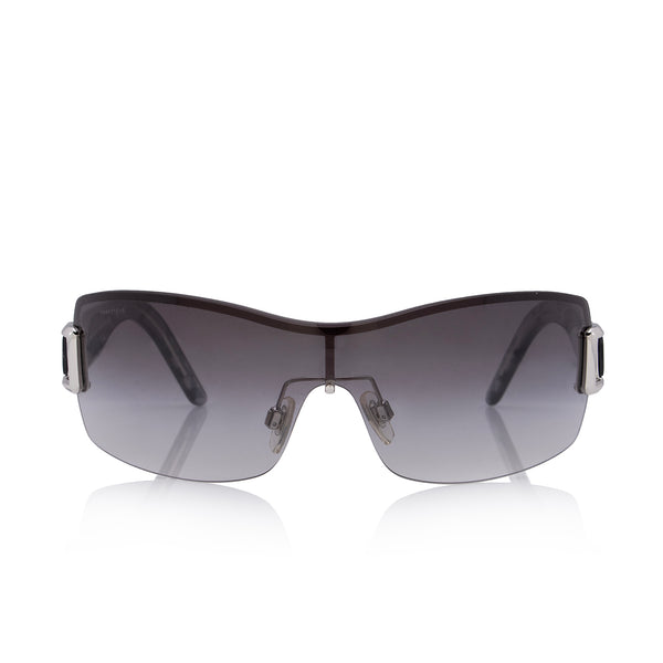 Burberry House Check Rimless Shield Sunglasses (SHF-tslR4w)